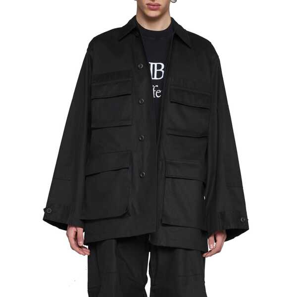 Jachete Balenciaga Balenciaga Multi-Pocket Cargo Shirt Jacket Black Barbati (BM 16637145) 2