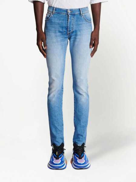 Blugi Balmain Balmain Cropped Straight Jeans Blue Barbati (BM 16637370) 3