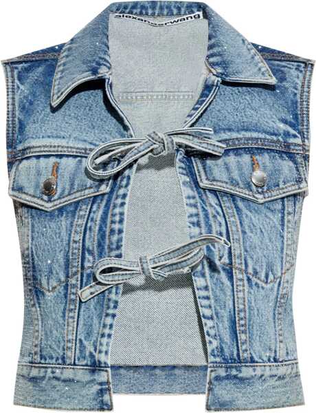 Veste costum Alexander Wang Cropped Vest With Bows And Crystals LIGHT BLUE Femei (BM 16651011) 1