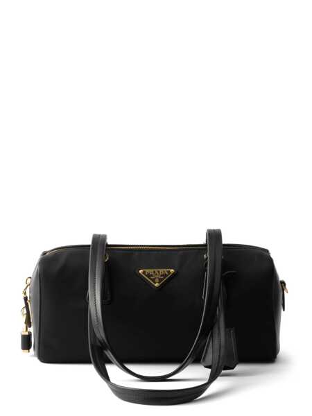 Genti de mana Prada Prada Re-Nylon And Leather Medium Top-Handle Bag With Padlock Black Femei (BM 16651977) 1
