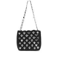 Genti de umar 'Iconic 1969' Black Shoulder Bag With Embedded Metallic Discs In Raphia Woman Femei