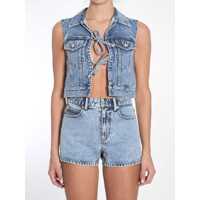 Geci Cropped Vest With Bows And Crystals Femei