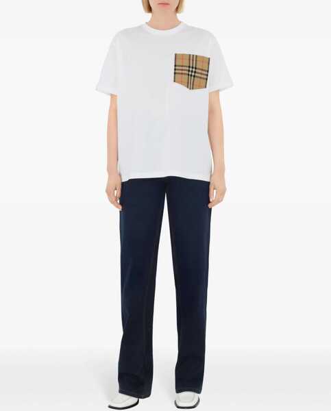 Tricouri Burberry Archive Check pocket t-shirt WHITE Femei (BM 16656024) 2