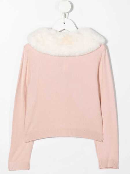 Pulovere casual Blumarine Cardiganl Faux Fur Collar PINK Fete (BM 16656744) 2