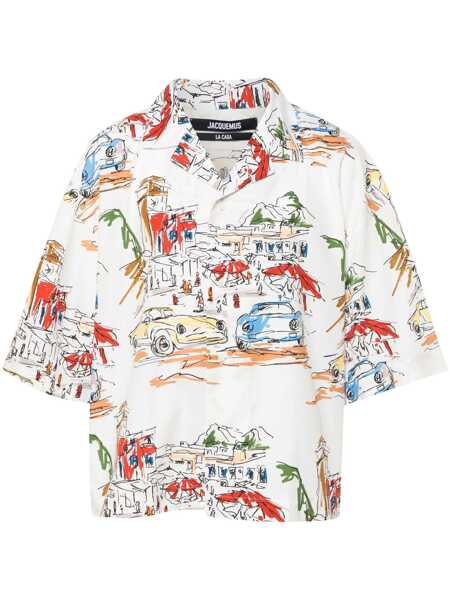 Camasi JACQUEMUS La Chemise Casaco Multicolor Bowling Shirt With Graphic Print In Cotton Man MULTICOLOR Barbati (BM 16658064) 1