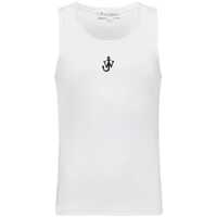 Topuri White Sleeveless Top With Logo Embroidery On The Front In Cotton Man Barbati