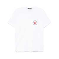 Tricouri White T-Shirt With Chest Logo Application In Cotton Man Barbati
