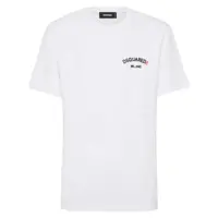 Tricouri White T-Shirt With Chest Logo Lettering Print In Cotton Man Barbati