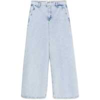 Blugi Light Blue Five Pocket Jeans With Wide Leg In Cotton Blend Woman Femei