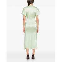 Imbracaminte Victoria Beckham Dama - Rochii casual Victoria Beckham Gathered V-Neck Midi Dress GREEN Femei (BM 16665777) - B-mall.ro
