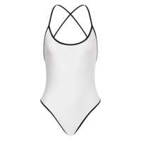 Costume de baie White Costume With Crossed Straps And Lettering Logo In Tech Fabric Woman Femei