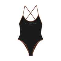 Costume de baie Black Costume With Crossed Straps And Lettering Logo In Tech Fabric Woman Femei