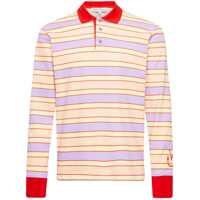 Tricouri Polo JW Anderson Multicolor Polo Shirt With Logo Embroidery On The Sleeve And All-Over Striped Motif In Cotton Man