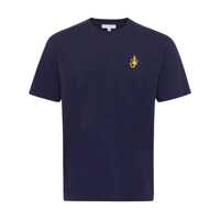 Tricouri Blue Crewneck T-Shirt With Logo Embroidery On The Front In Cotton Man Barbati
