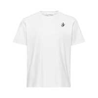 Tricouri White Crewneck T-Shirt With Logo Embroidery On The Front In Cotton Man Barbati