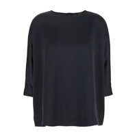 Bluze Blue Blouse With Three-Quarter Sleeves In Satin Woman Femei