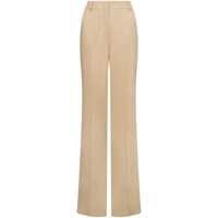 Pantaloni casual Beige Pants With High Waist And Belt Loops In Linen Blend Stretch Woman Femei