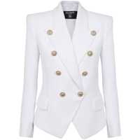 Sacouri White Double-Breasted Jacket With Peak Lapels And Logo Buttons In Fabric Women Femei