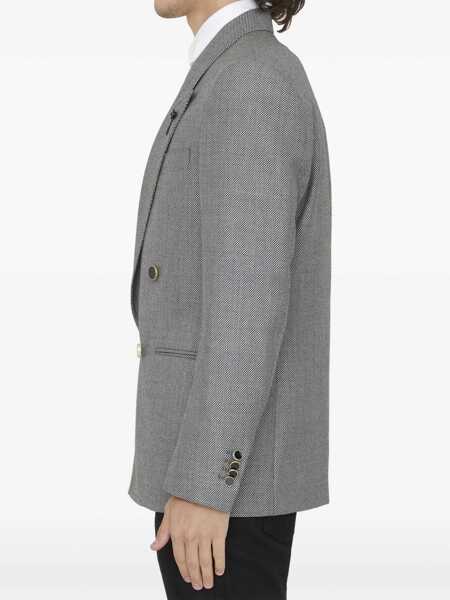 Jachete Lardini Double-Breasted Wool Jacket GREY Barbati (BM 16690353) 3
