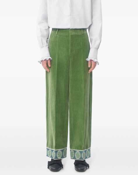 Pantaloni casual Valentino Garavani Velvet Trousers With Jacquard Hems GREEN Barbati (BM 16690449) 3