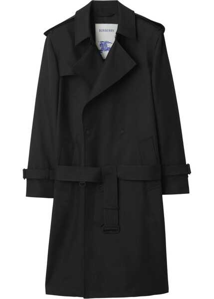 Paltoane Burberry Long Trench Coat In Silk Blend BLACK Barbati (BM 16690761) 1