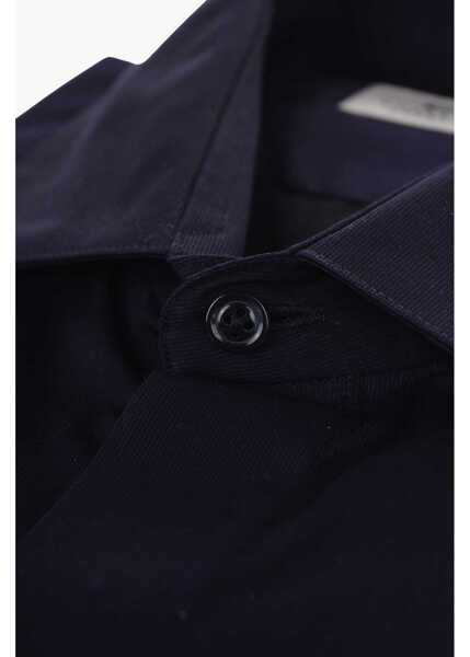 Camasi casual CORNELIANI Cc Collection Popeline Cotton Shirt With Hidden Buttoning Blue Barbati (BM 16691808) 2