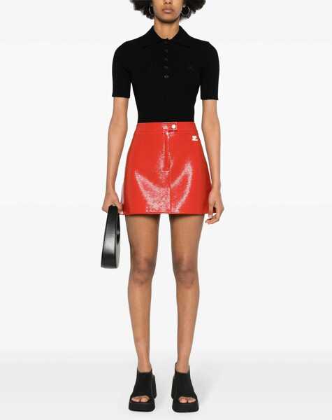 Tricouri Polo COURRGES Short-Sleeved Ribbed Polo BLACK Femei (BM 16703442) 2