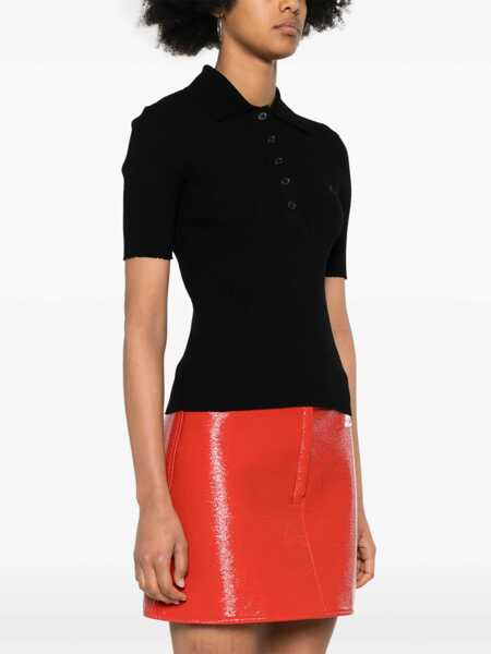Tricouri Polo COURRGES Short-Sleeved Ribbed Polo BLACK Femei (BM 16703442) 3