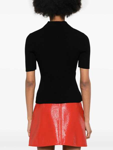 Tricouri Polo COURRGES Short-Sleeved Ribbed Polo BLACK Femei (BM 16703442) 4