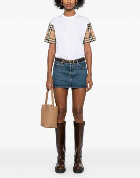 Tricouri Burberry Check Archive Sleeve T-shirt WHITE Femei (BM 16703766) 2