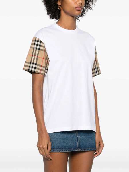 Tricouri Burberry Check Archive Sleeve T-shirt WHITE Femei (BM 16703766) 3