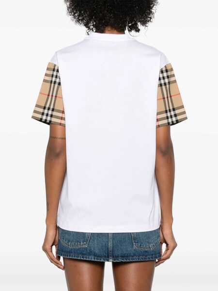 Tricouri Burberry Check Archive Sleeve T-shirt WHITE Femei (BM 16703766) 4