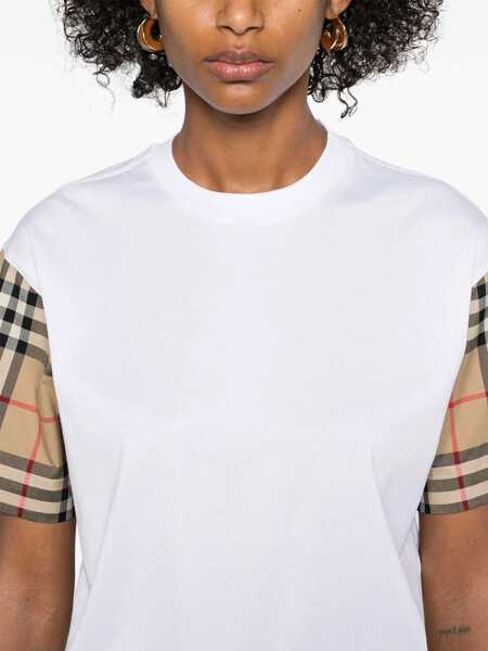 Tricouri Burberry Check Archive Sleeve T-shirt WHITE Femei (BM 16703766) 5