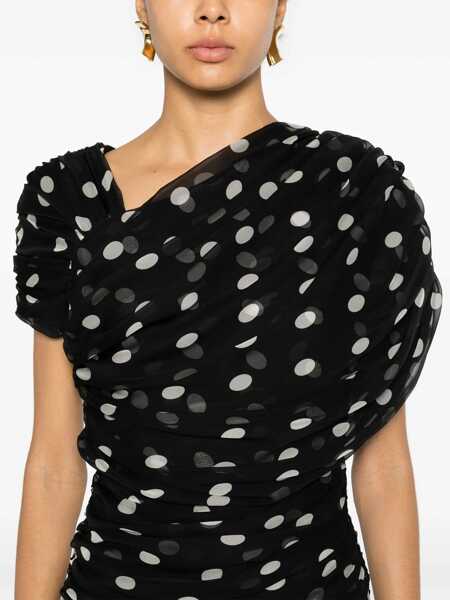 Rochii casual Saint Laurent Asymmetrical Gathered Dress BLACK Femei (BM 16705008) 5