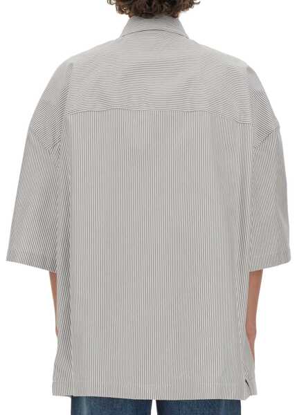 Camasi casual Bottega Veneta Striped Overshirt With Bv Embroidery GREY Barbati (BM 16705107) 3