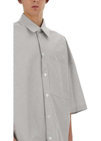 Camasi casual Bottega Veneta Striped Overshirt With Bv Embroidery GREY Barbati (BM 16705107) 4
