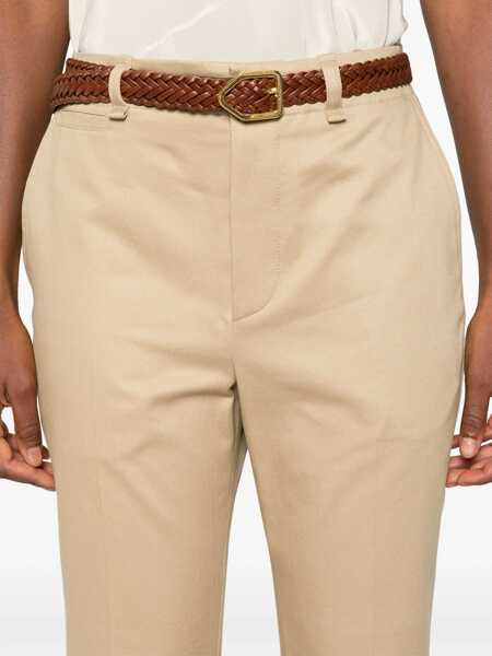 Pantaloni casual Saint Laurent Drill Pants BEIGE Femei (BM 16705155) 5