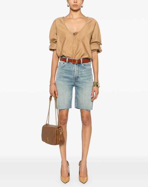 Bluze Saint Laurent Blusa Henley BEIGE Femei (BM 16705236) 2