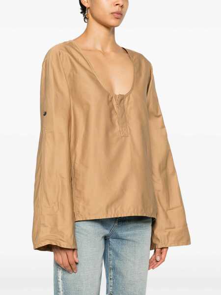 Bluze Saint Laurent Blusa Henley BEIGE Femei (BM 16705236) 3