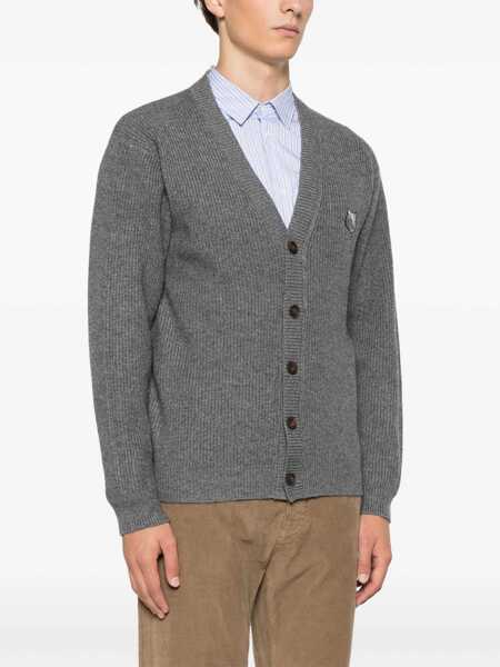 Cardigane MAISON KITSUN Ribbed Cardigan GREY Barbati (BM 16705257) 3