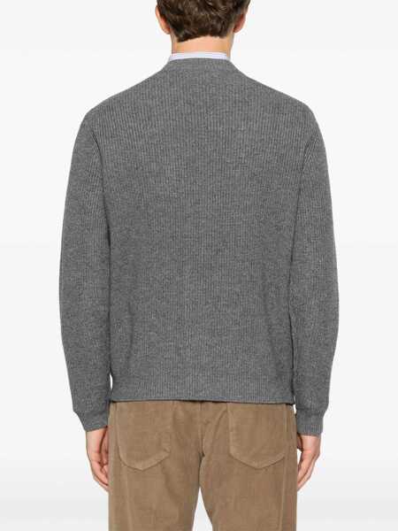 Cardigane MAISON KITSUN Ribbed Cardigan GREY Barbati (BM 16705257) 4