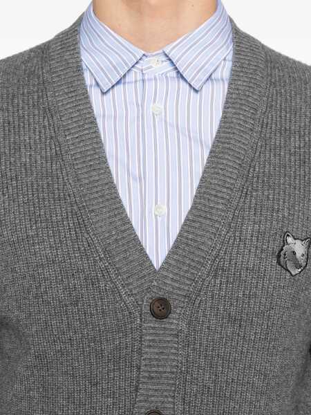 Cardigane MAISON KITSUN Ribbed Cardigan GREY Barbati (BM 16705257) 5