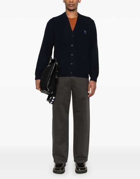 Cardigane MAISON KITSUN Ribbed Cardigan BLUE Barbati (BM 16705266) 2