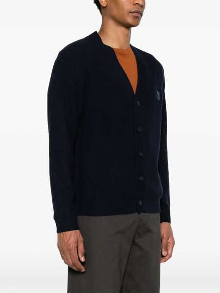 Cardigane MAISON KITSUN Ribbed Cardigan BLUE Barbati (BM 16705266) 3