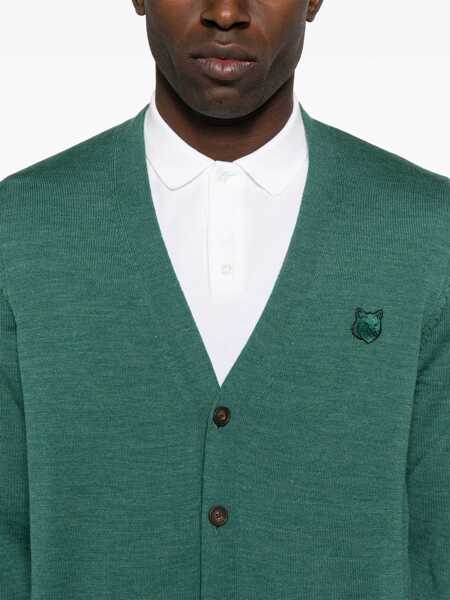 Cardigane MAISON KITSUN Regular Bold Fox Head Patch Cardigan GREEN Barbati (BM 16711803) 5