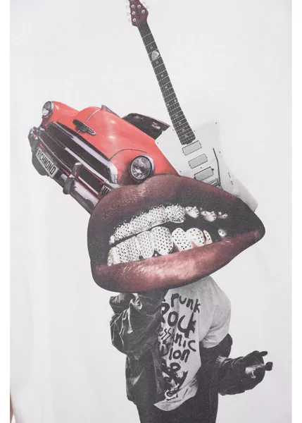 Tricouri John Richmond Rhinestoned Printed Over White Barbati (BM 16712064) 3