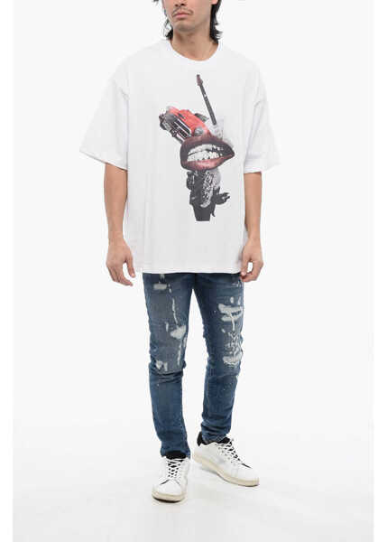 Tricouri John Richmond Rhinestoned Printed Over White Barbati (BM 16712064) 4