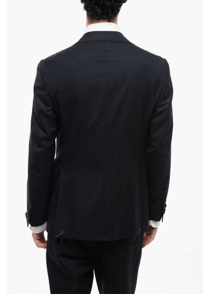 Sacouri CORNELIANI 2 Button Academy Pure Virgin Wool Blazer Blue Barbati (BM 16712082) 2