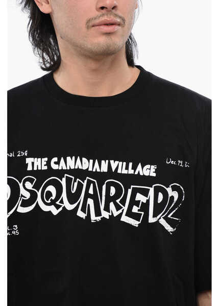 Tricouri DSQUARED2 Skater Fit T-Shirt With Contrasting Print Black Barbati (BM 16712127) 3