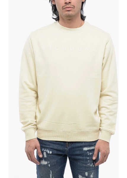 Bluze de trening John Richmond Brushed Cotton Crewneck Sweatshirt With Tone-Sur-Tone Logo Beige Barbati (BM 16712259) 1